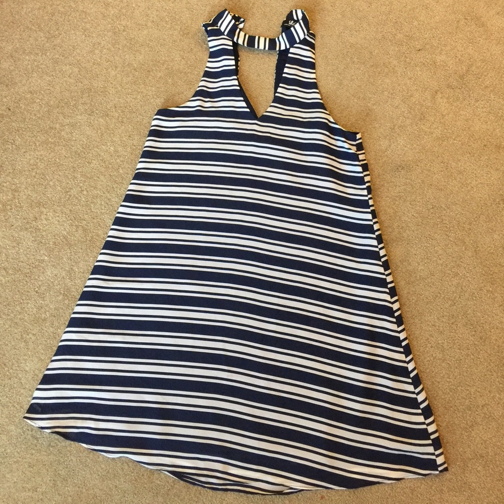 Navy and White Striped Dress